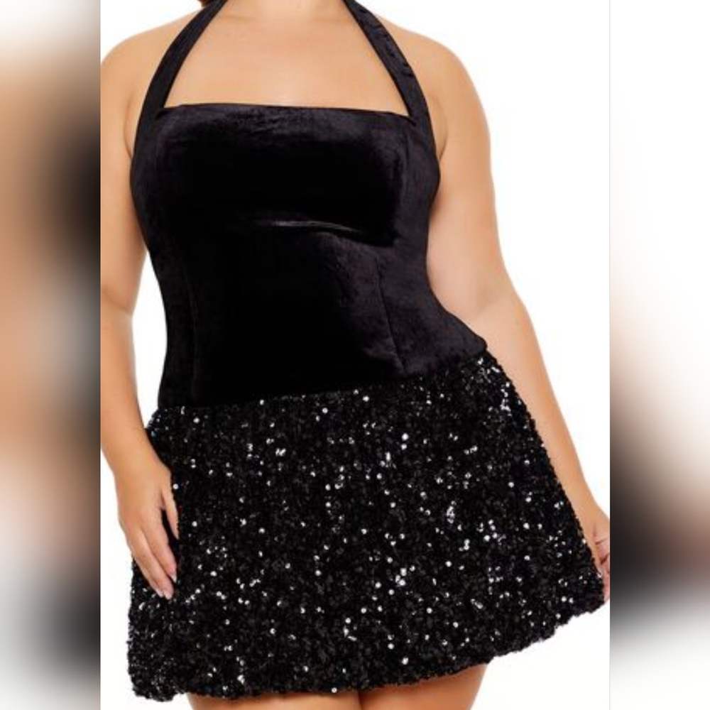 Black Velvet and Sequin Dress